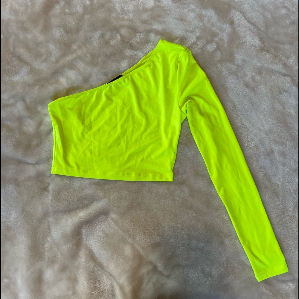 Shein Neon Green One Shoulder Top
